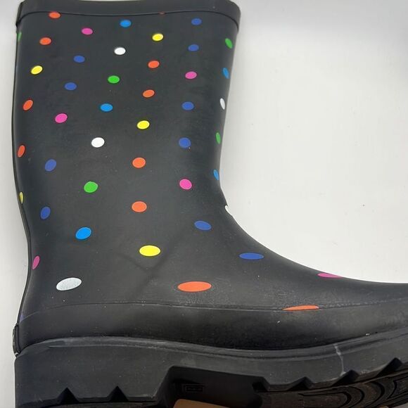 Sugar Raffle Tall “black fiesta‎ dot”Rain Boots-women’s -9 - Picture 2 of 7